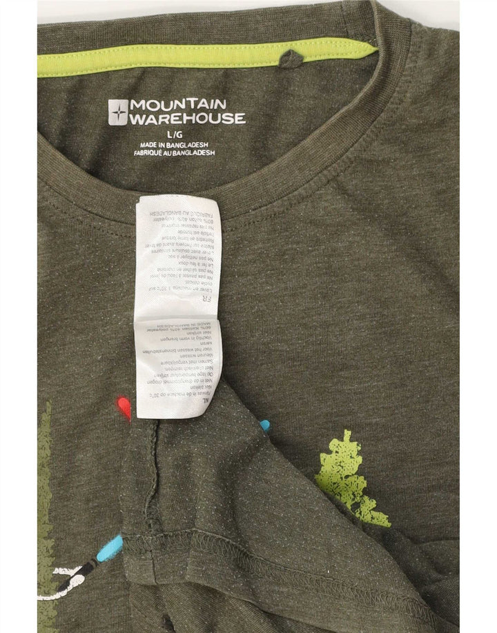 Camiseta gráfica masculina Mountain Warehouse grande algodão verde