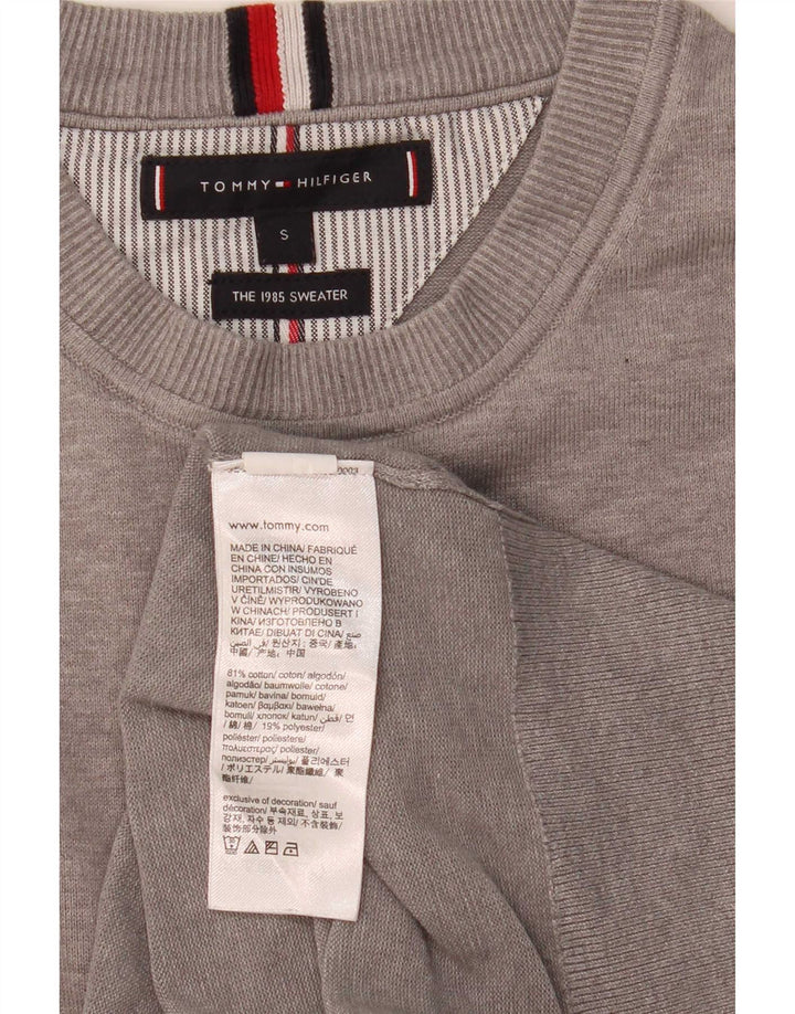 Suéter masculino Tommy Hilfiger com gola redonda e algodão cinza pequeno
