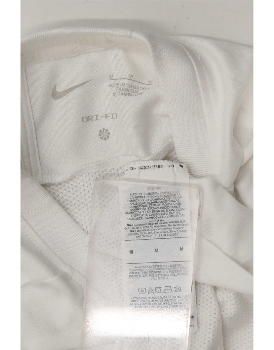 Camiseta masculina Nike Dri Fit Top médio branco colorblock poliéster
