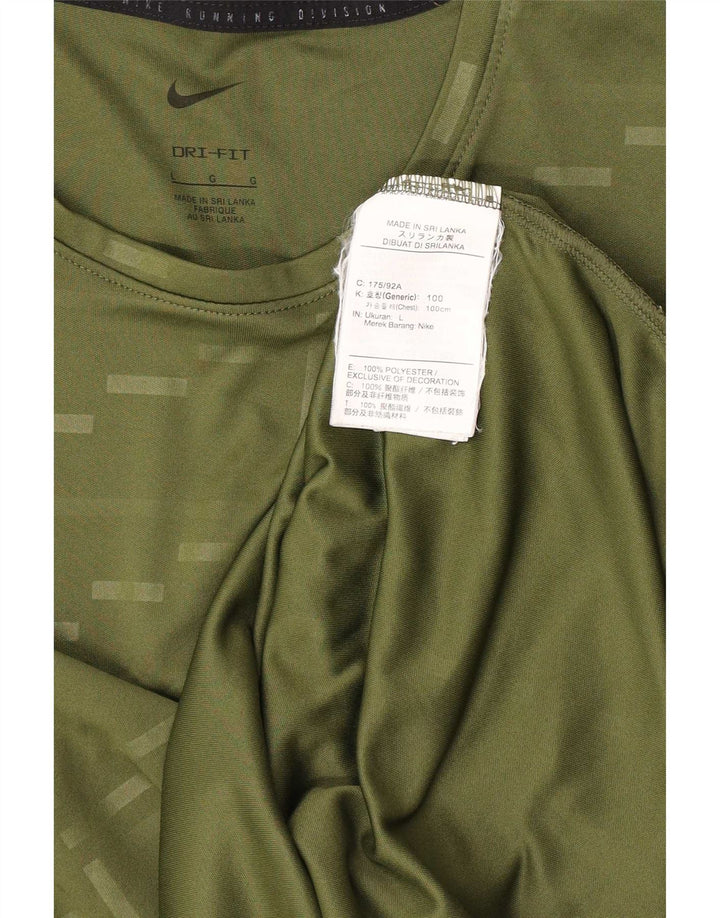 Camiseta masculina Nike Dri Fit Top grande poliéster geométrico verde