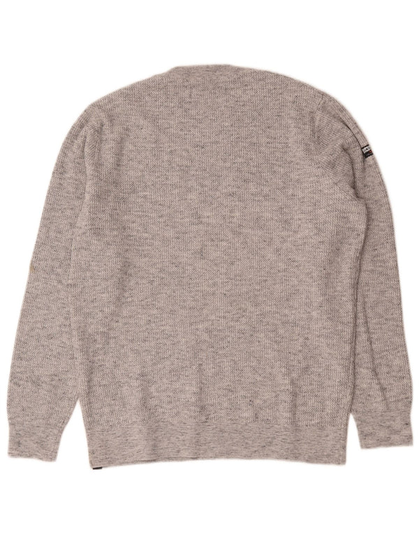 Suéter masculino Superdry com gola redonda XL algodão manchado cinza