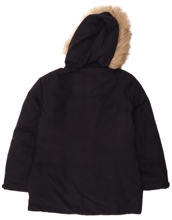 Casaco acolchoado com capuz feminino Mistral UK 16 grande poliéster azul marinho