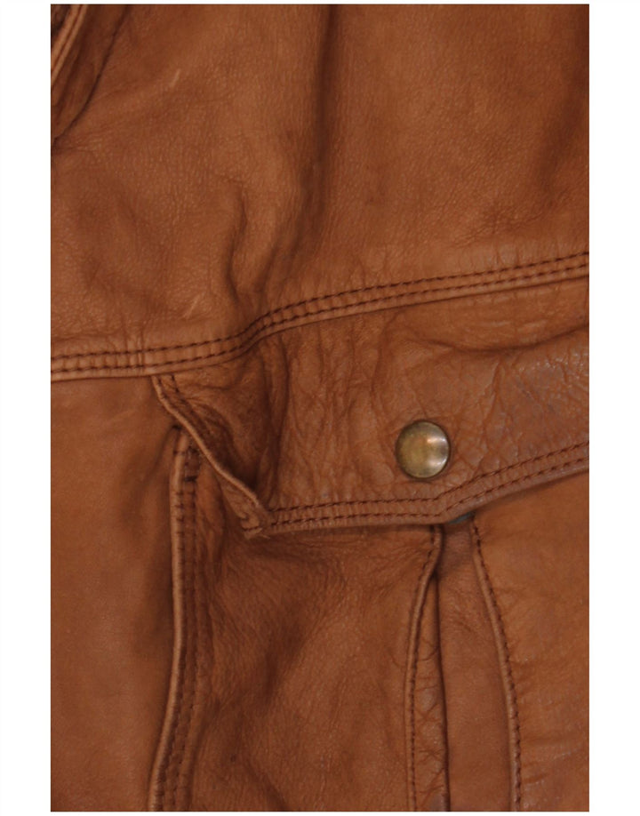 Jaqueta de couro masculina VINTAGE IT 52 XL marrom colorblock