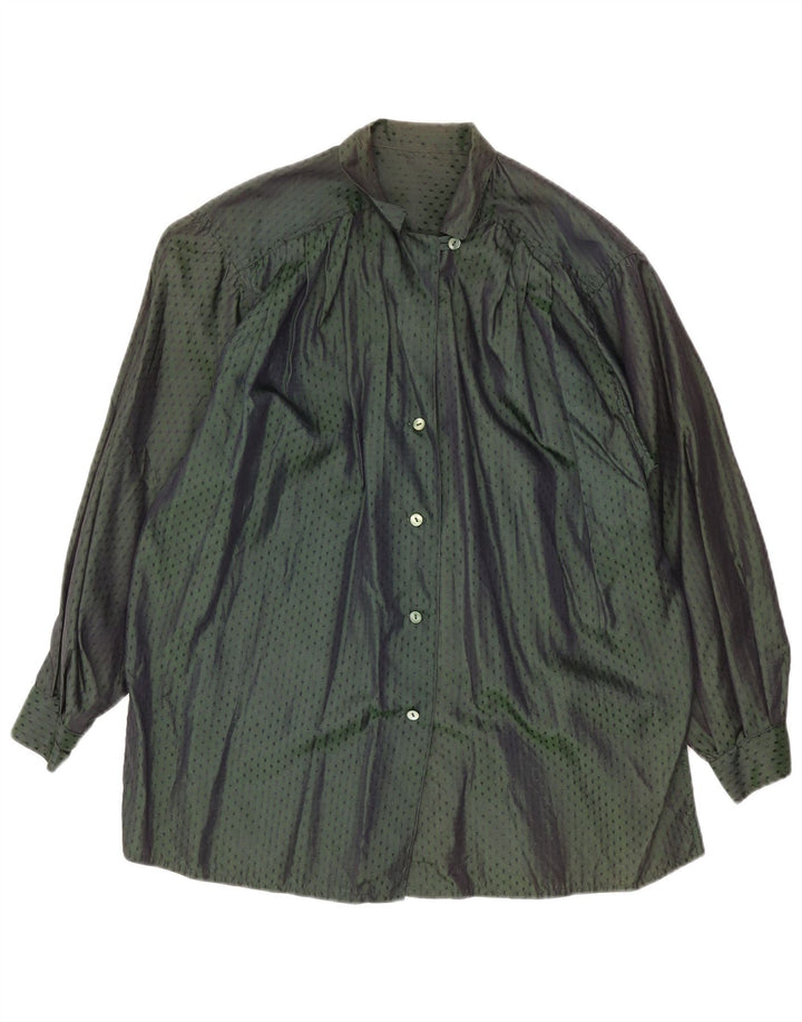 Blusa feminina vintage com estampa abstrata UK 18 XL verde