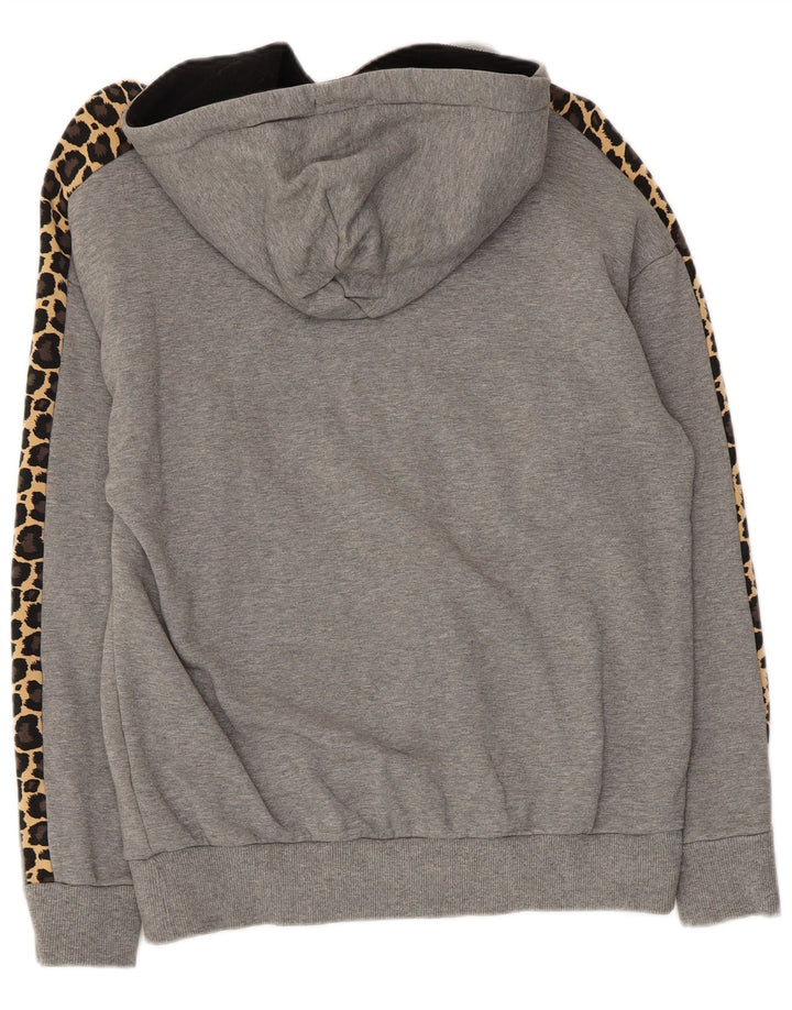 PUMA feminino oversized gráfico moletom com capuz UK 6 XS cinza animal print