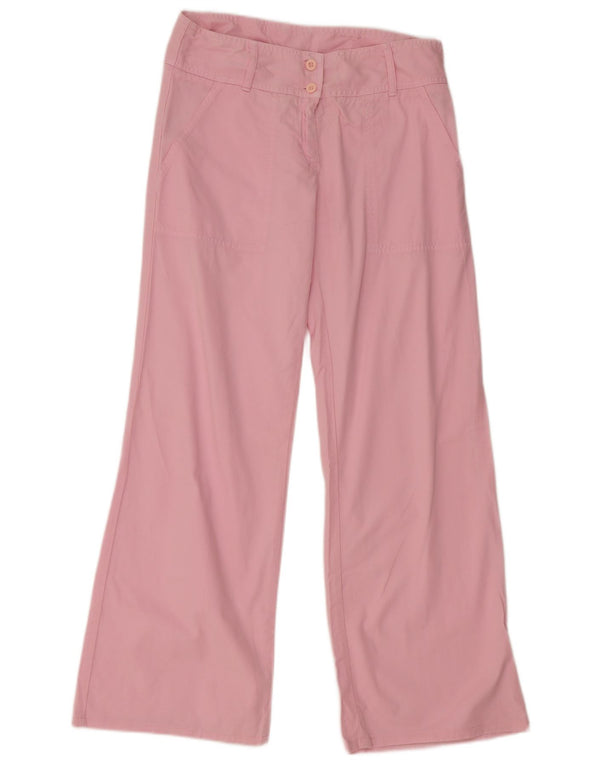 Benetton Womens Loose Fit Chino Trousers IT 42 Medium W30 L29 Pink Cotton
