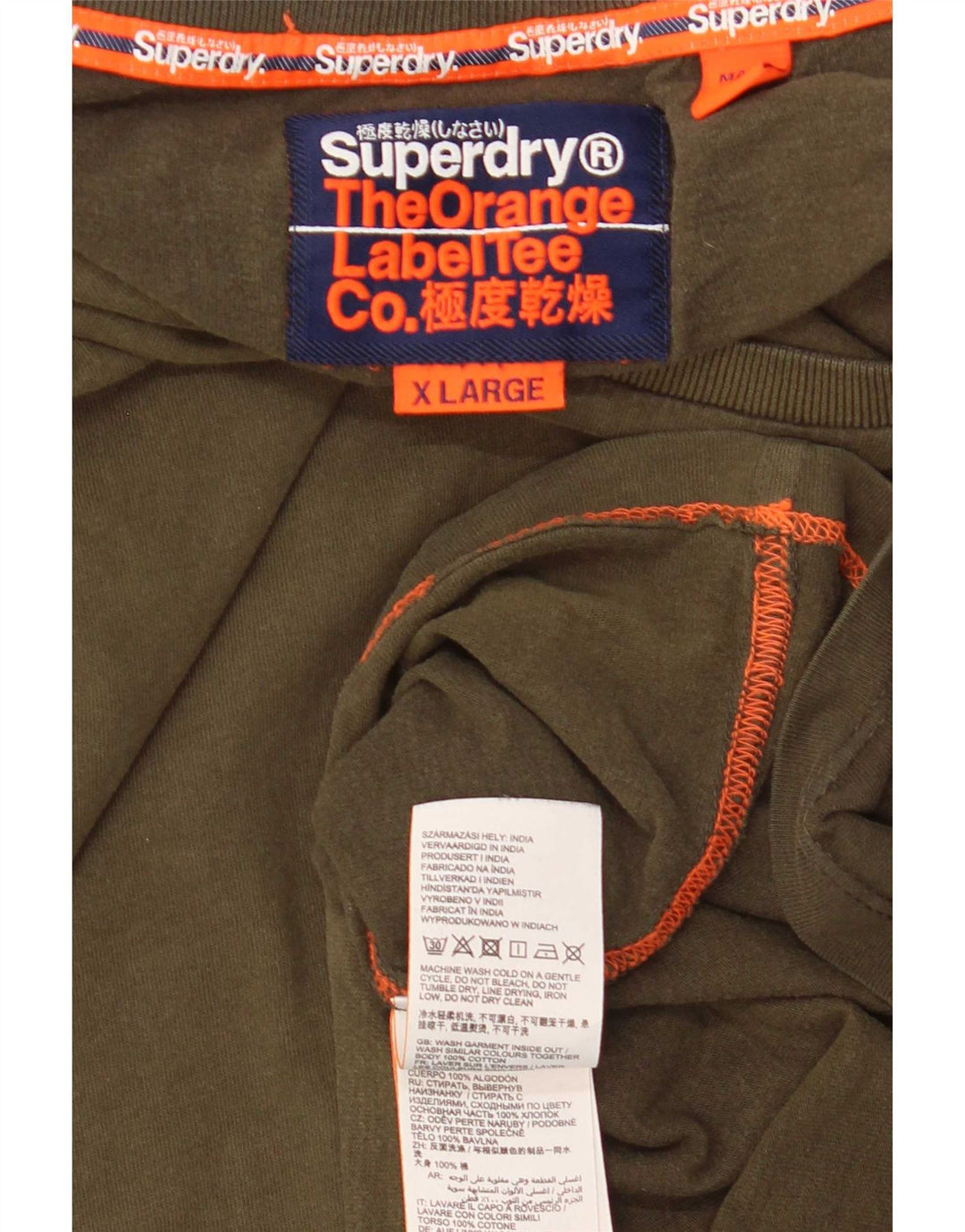 Camiseta masculina Superdry Top XL algodão cáqui