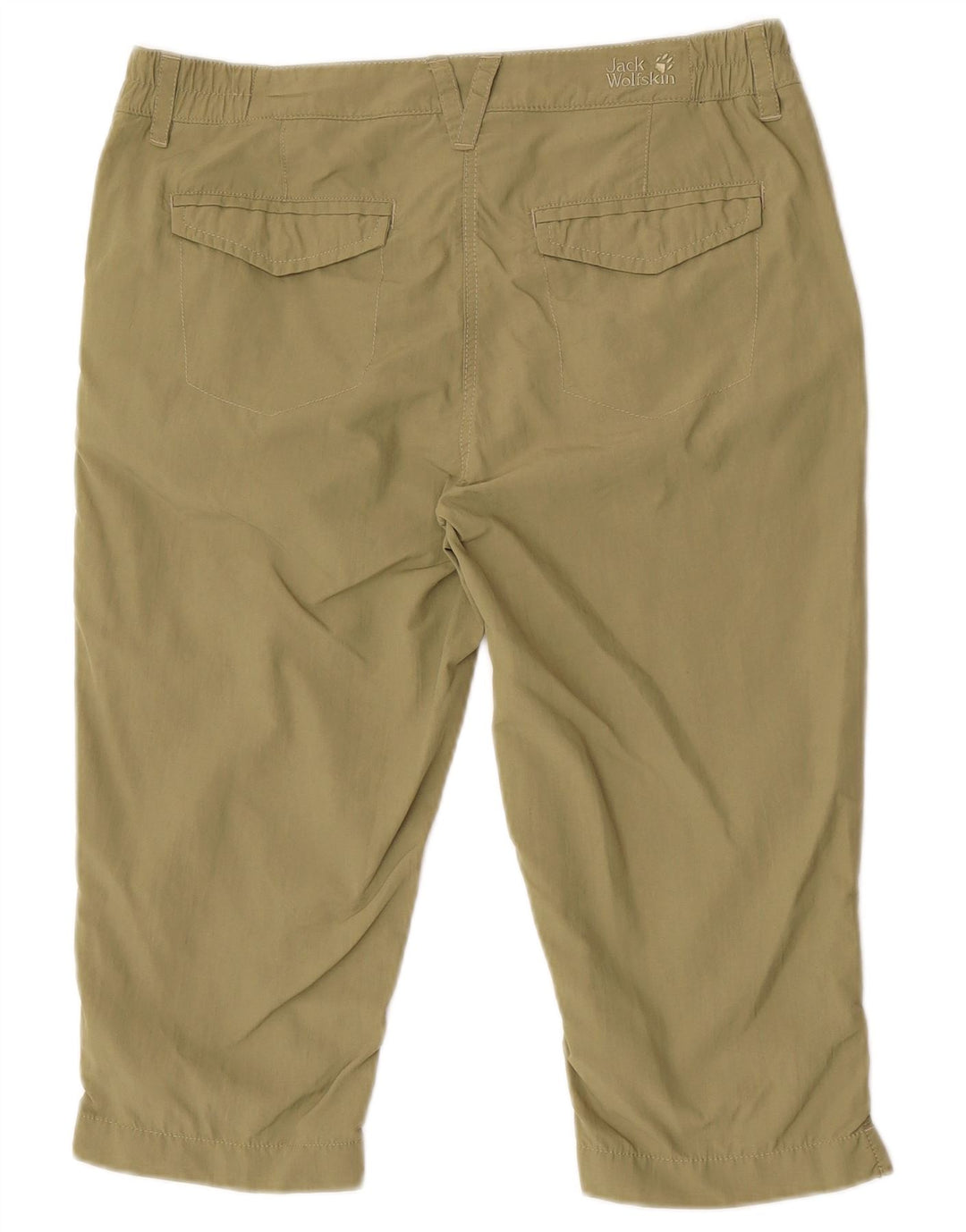 Bermuda feminina Jack Wolfskin UK 10 pequena W32 cáqui poliamida