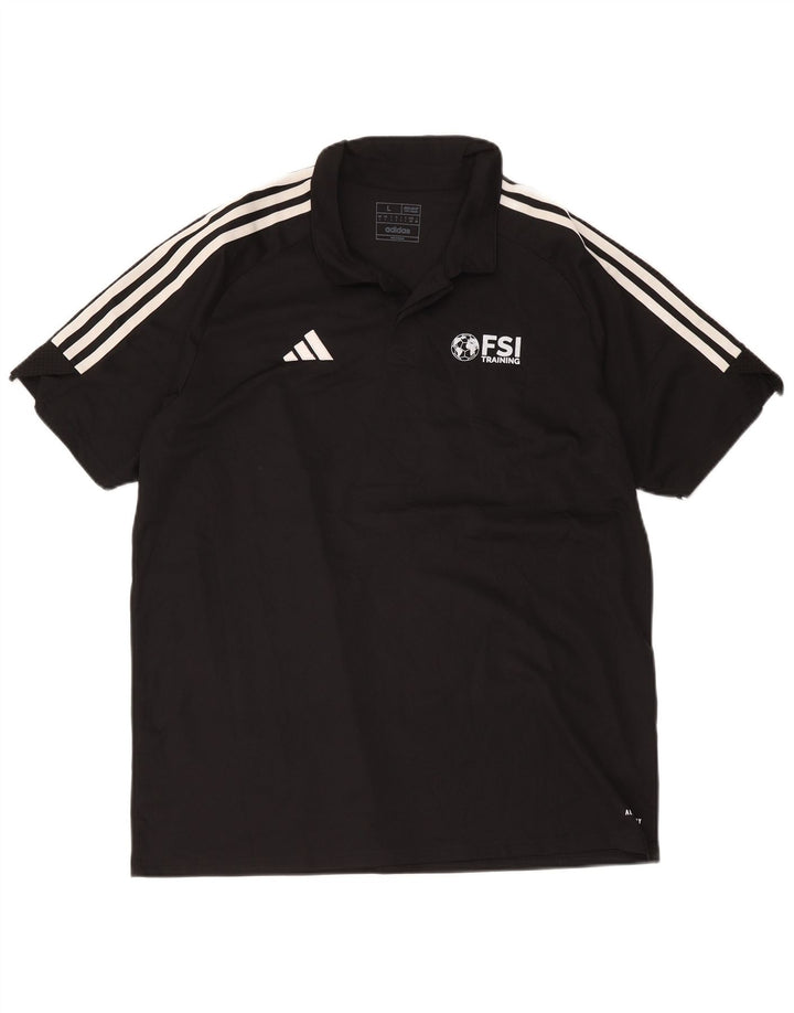 Camisa polo masculina Adidas Aeroready Graphic Regular Fit grande poliéster preto
