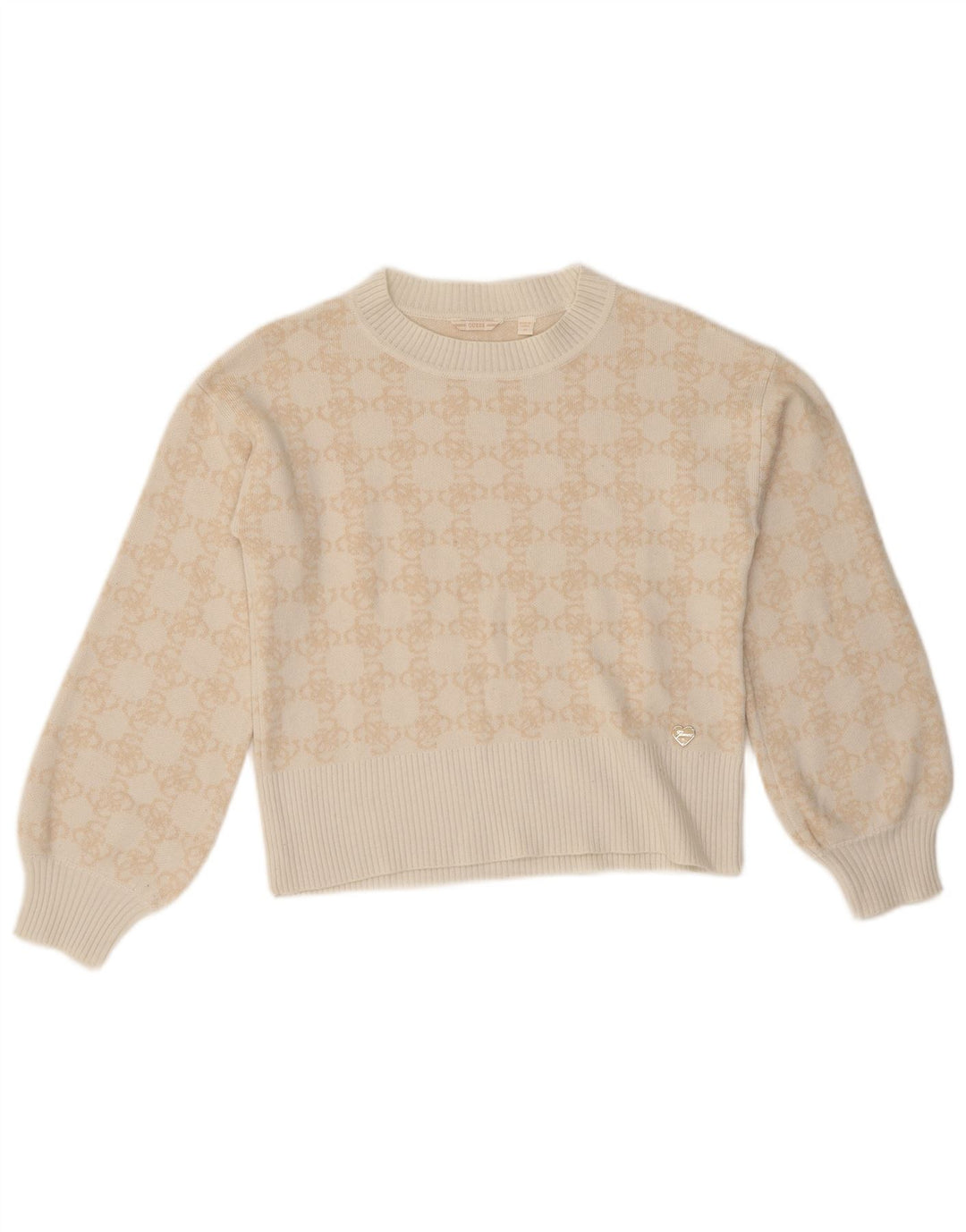 Suéter Guess Girls com estampa abstrata e gola redonda 13-14 anos bege