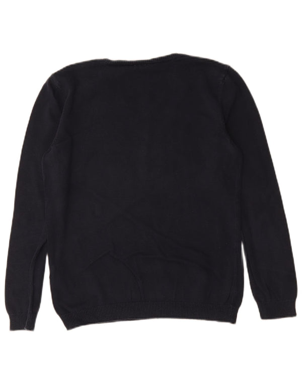 US Polo Assn. Suéter feminino com decote em V 11-12 anos médio azul marinho