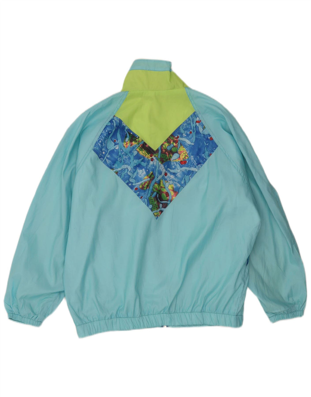 Jaqueta de chuva feminina vintage com padrão abstrato IT 40/42 azul médio