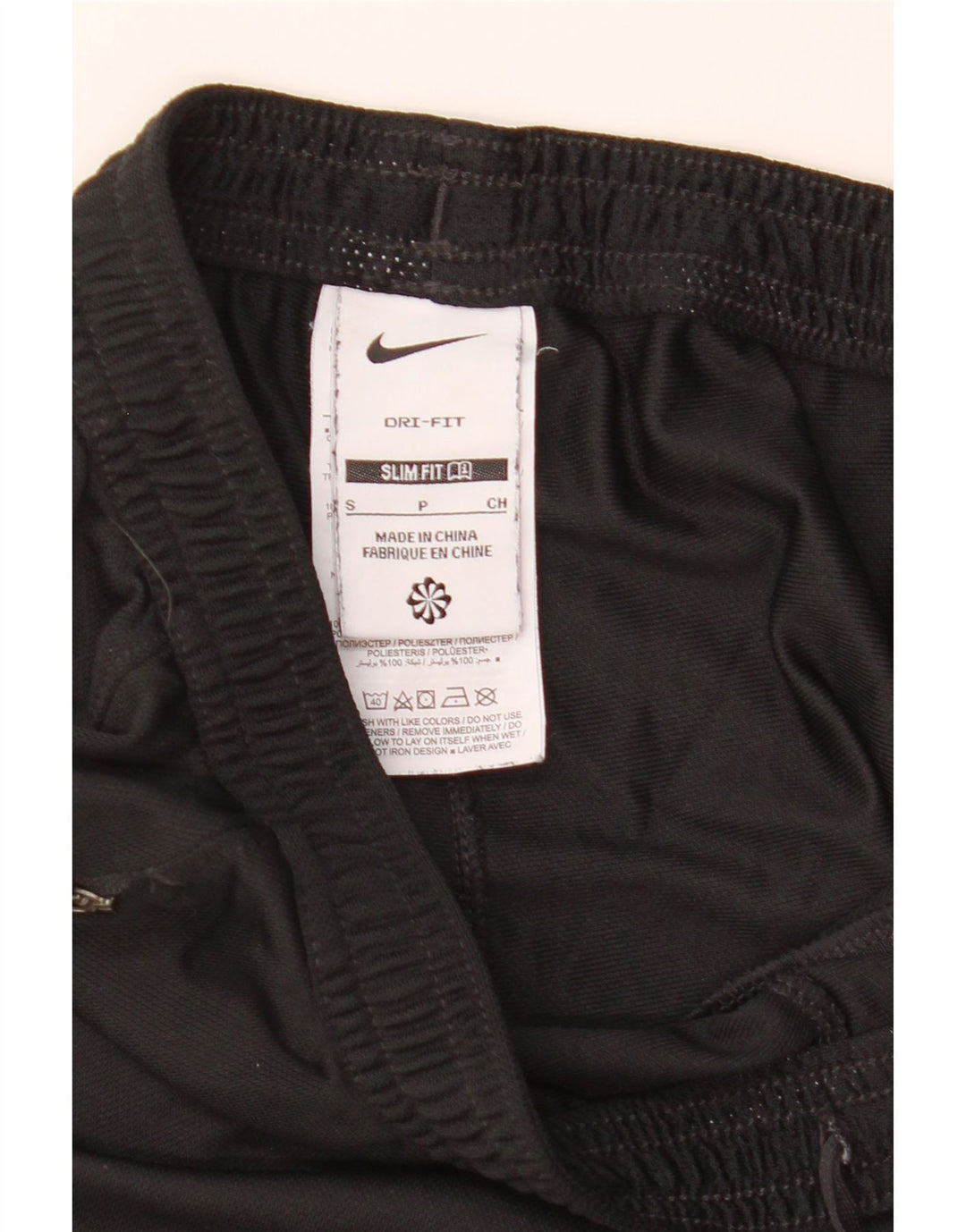 Calça de treino masculina Nike Dri Fit Slim Fit pequena preta de poliéster