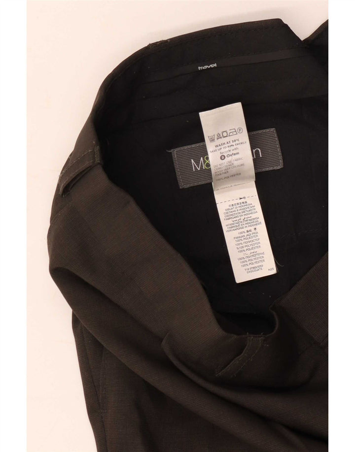 Calça masculina Marks & Spencer com pegged terno W38 L31 poliéster marrom