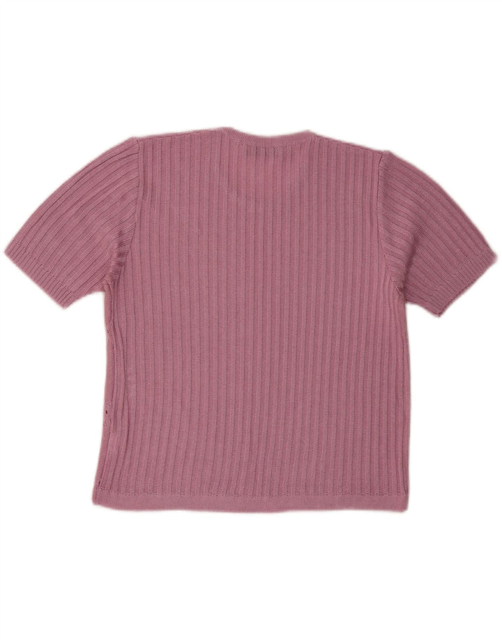 Suéter feminino FAUSTA de manga curta com gola redonda Reino Unido 10 pequeno rosa