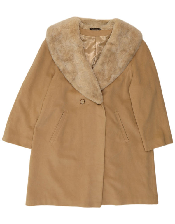 Casaco feminino St. Michael com peito duplo Marks & Spencer Reino Unido 16 grande bege
