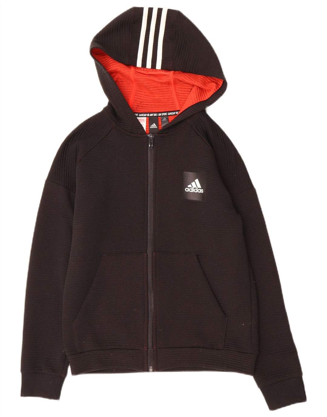 Suéter Adidas Boys Zip com capuz 11-12 anos preto poliéster
