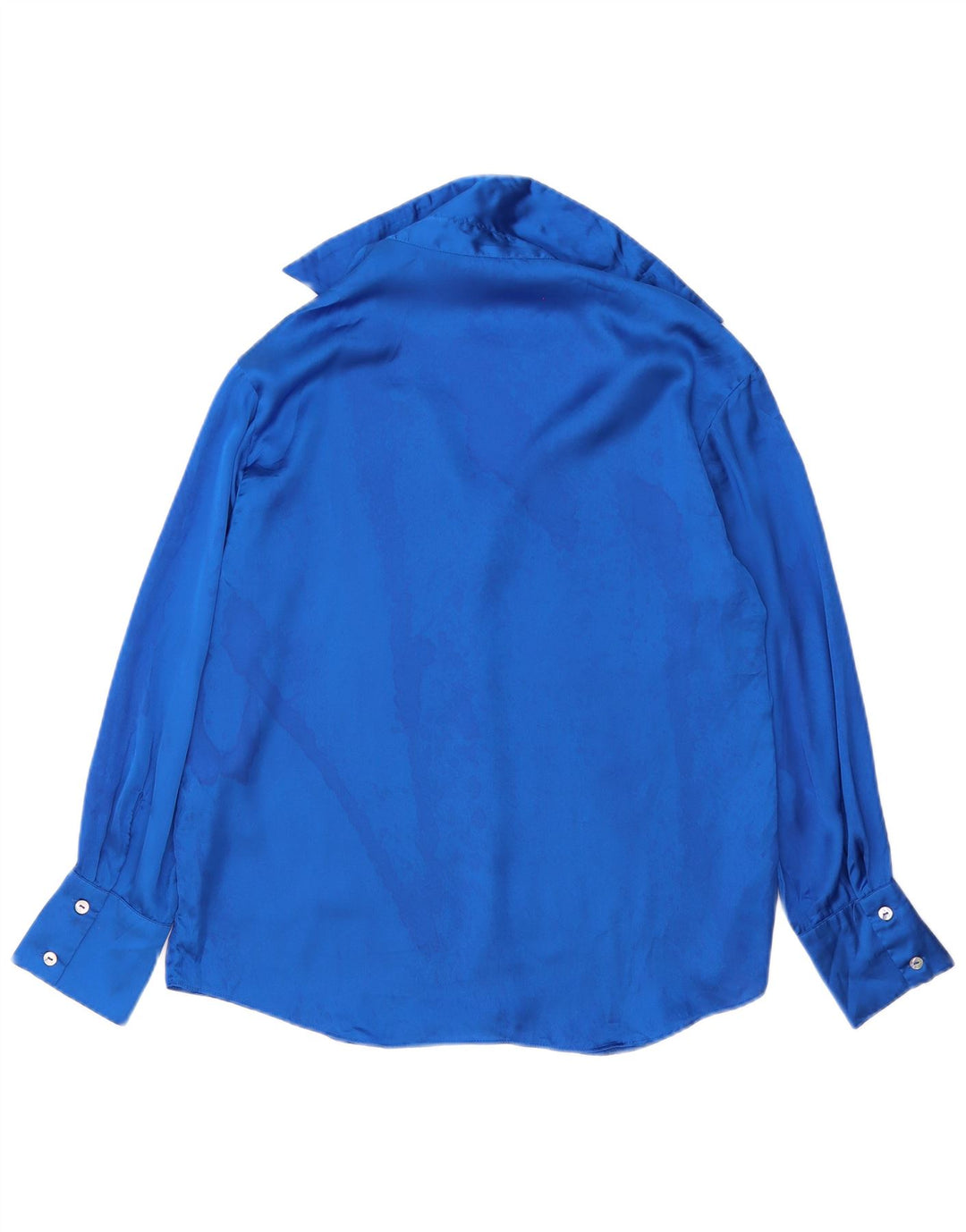 Blusa camisa feminina ZARA Reino Unido 14 poliéster azul médio