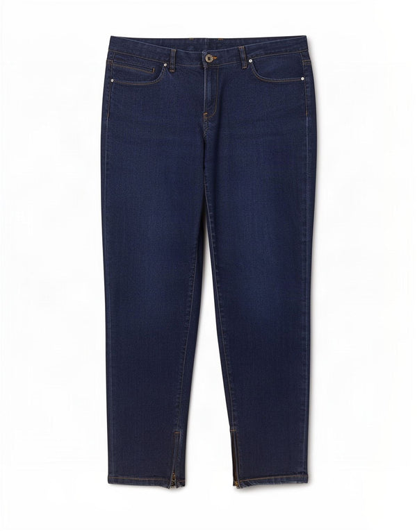 Jeans femininos Massimo Dutti cortados slim UE 42 grande W34 L27 azul marinho