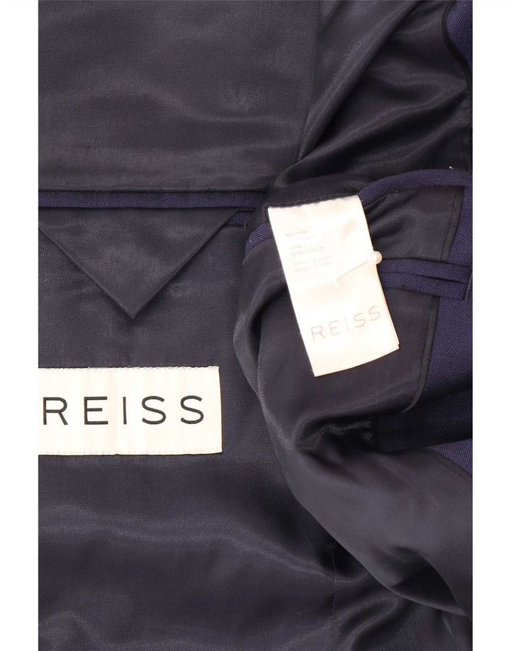 Jaqueta Blazer Masculina Reiss com 1 Botão Reino Unido 38 Lã Azul Marinho Médio