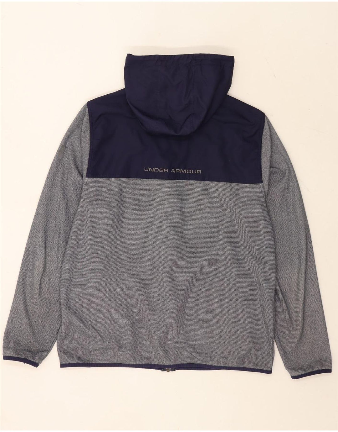 Suéter masculino com capuz e zíper Under Armour grande poliéster colorblock cinza