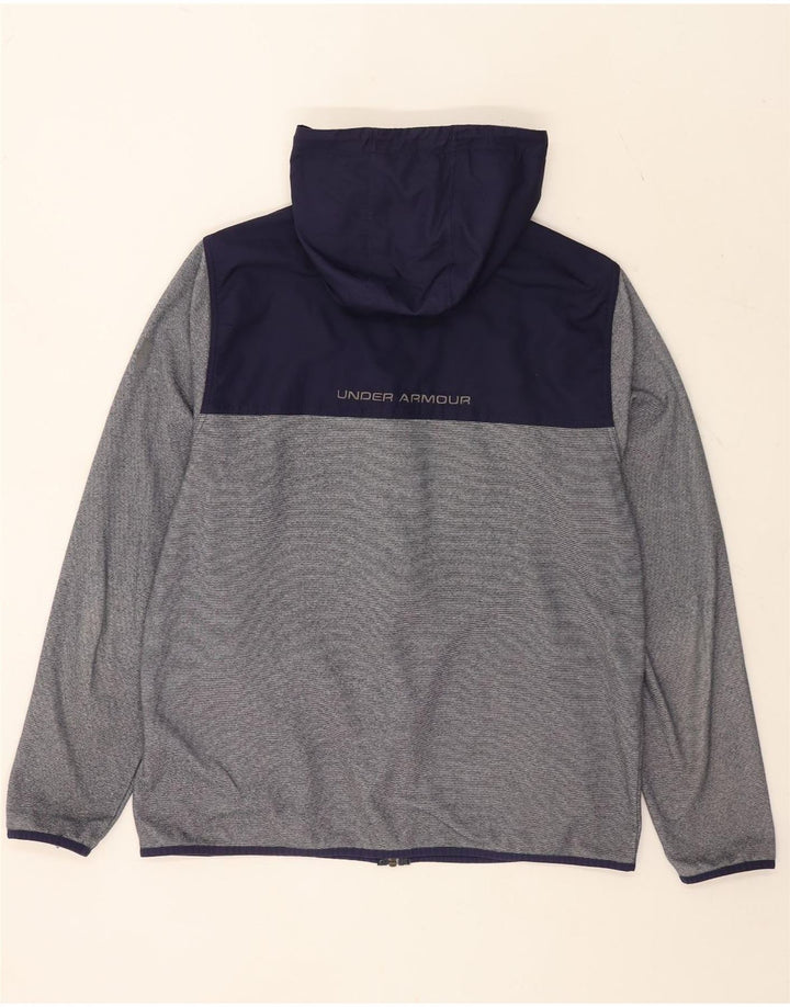 Suéter masculino com capuz e zíper Under Armour grande poliéster colorblock cinza