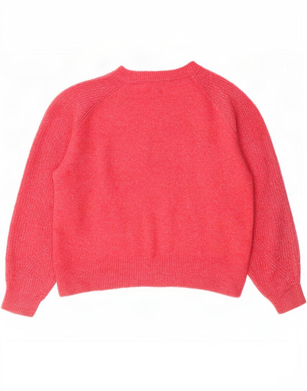 Suéter feminino Marks & Spencer com gola redonda Reino Unido 14 médio rosa manchado