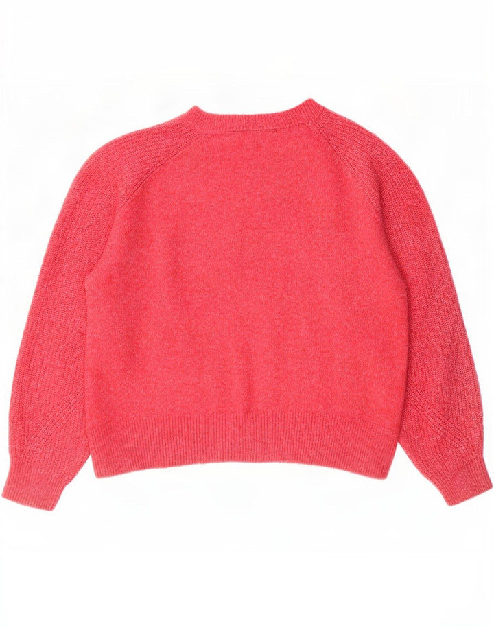 Suéter feminino Marks & Spencer com gola redonda Reino Unido 14 médio rosa manchado