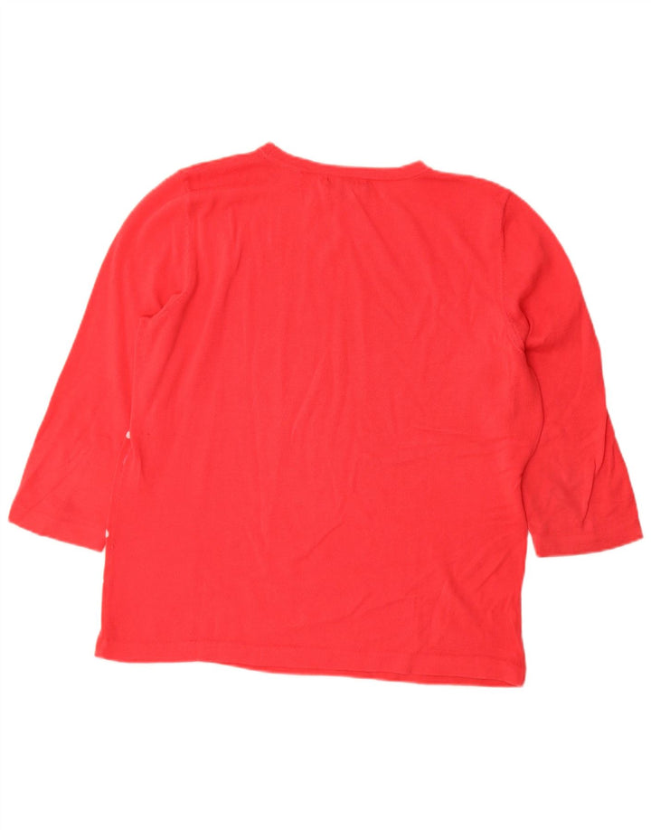 Suéter feminino Tommy Hilfiger com gola redonda e gola redonda, tamanho grande, vermelho manchado