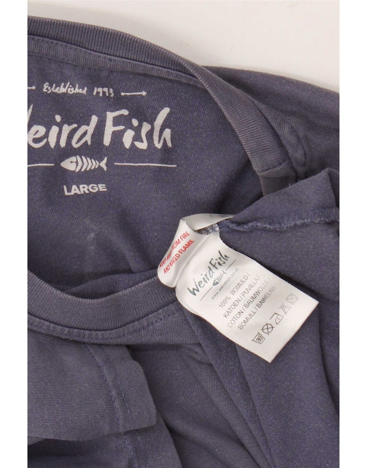 Camiseta gráfica masculina Weird Fish Top grande algodão roxo