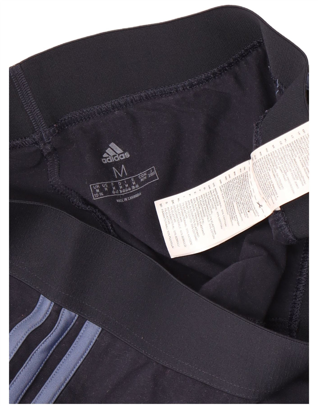 ADIDAS Womens Leggings UK 12/14 Médio Azul Marinho Algodão
