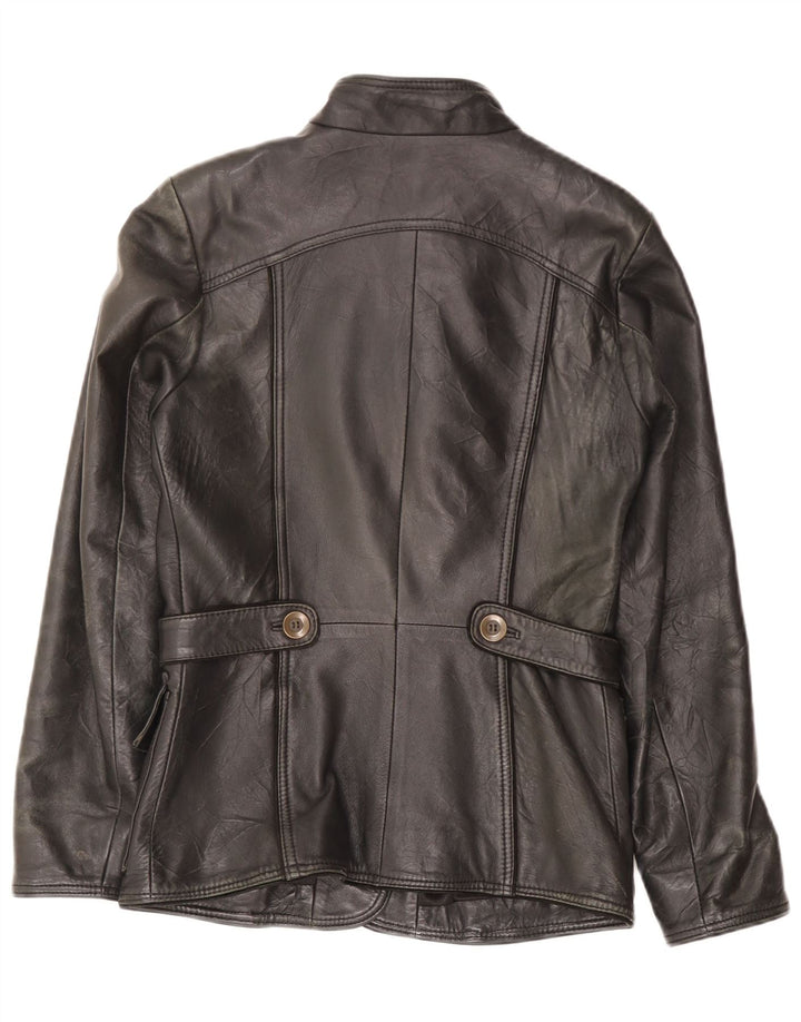 Jaqueta de couro feminina vintage UK 6 XS couro preto