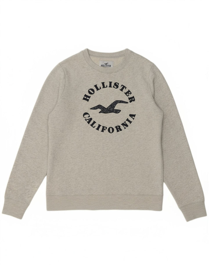 Suéter gráfico masculino HOLLISTER de algodão cinza médio