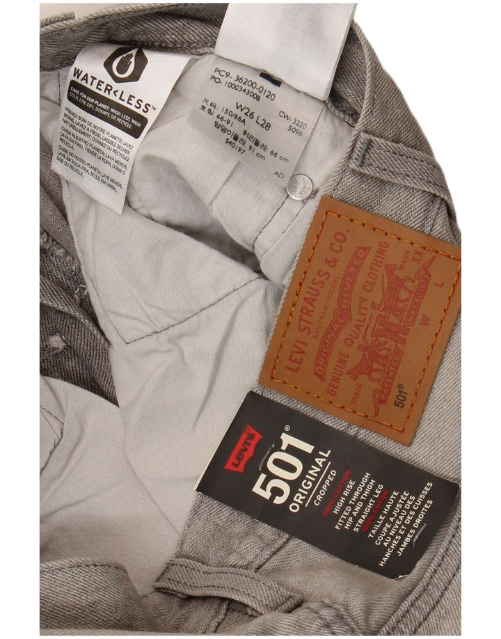 Jeans feminino Levi's 501 Straight W26 L28 algodão cinza