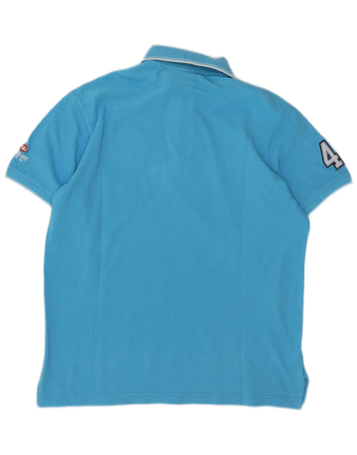 Camisa pólo gráfica masculina Murphy & Nye grande algodão azul