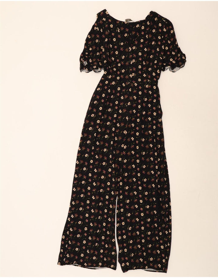 Macacão feminino Oasis de manga curta UK 14 médio preto floral