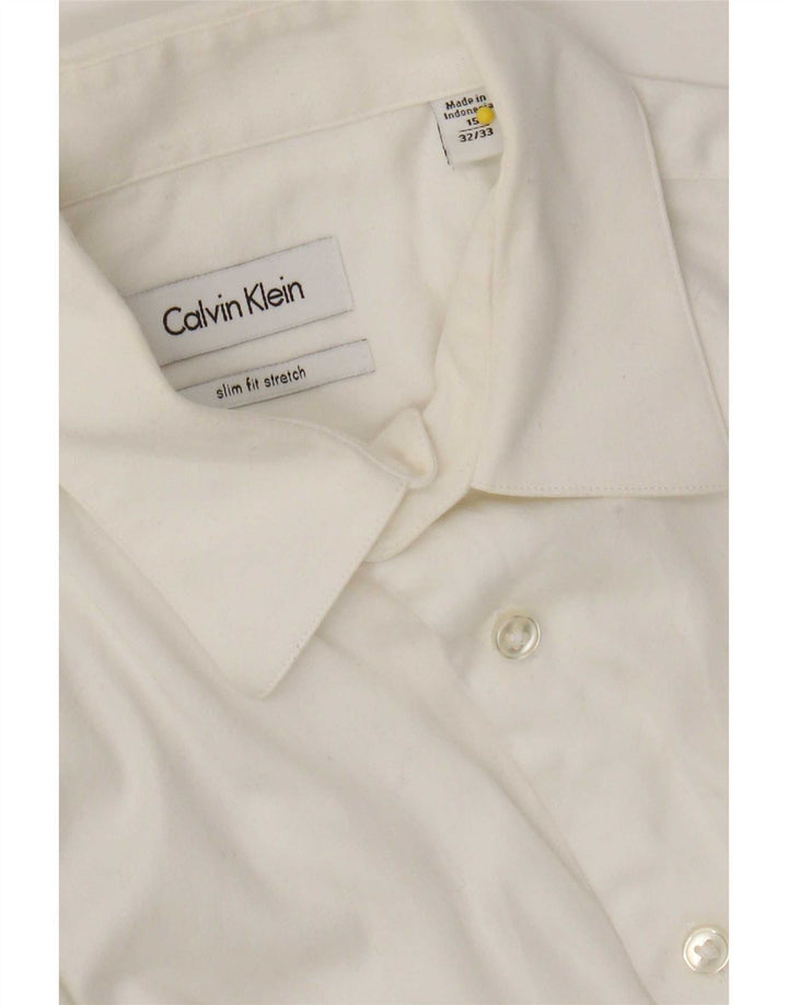 Camisa masculina Calvin Klein Slim Fit tamanho 15 algodão branco médio