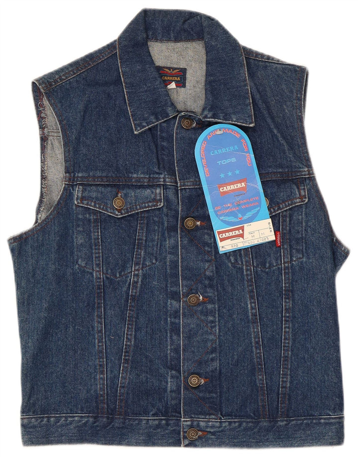 Jaqueta jeans masculina sem mangas Carrera UK 38 algodão azul médio