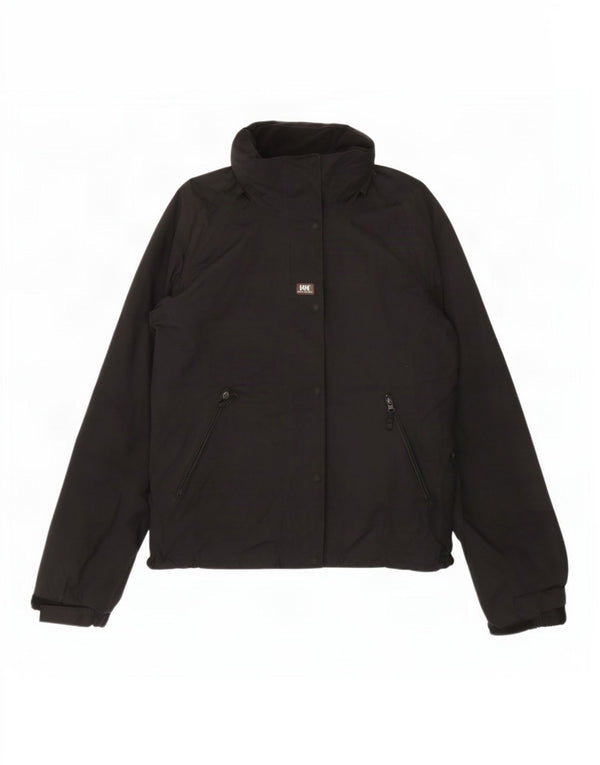 Jaqueta de chuva feminina com capuz Helly Hansen UK 14 poliéster preto médio