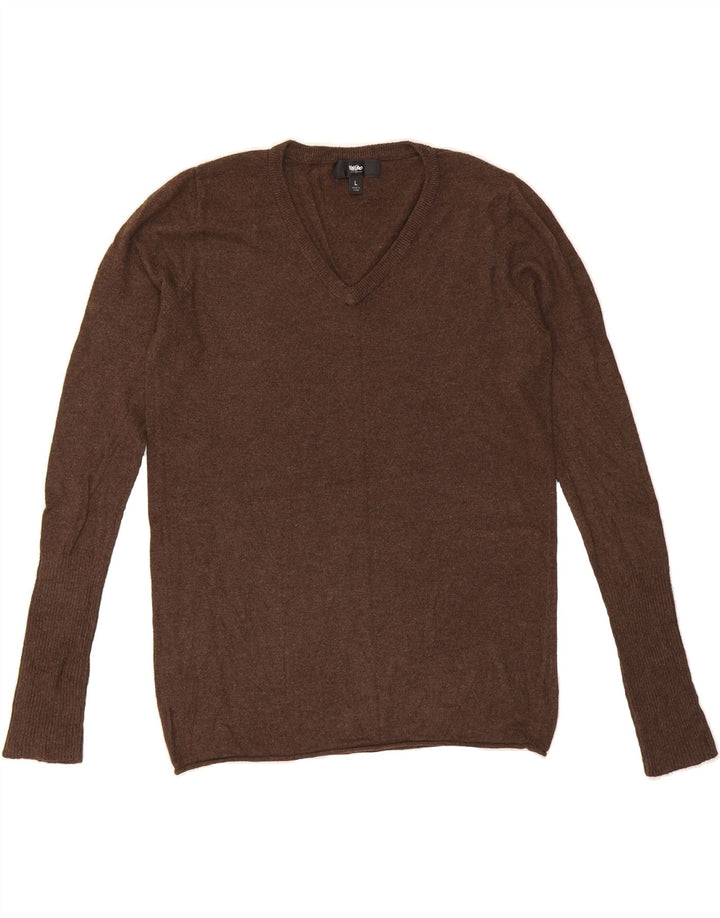 MOSSIMO Womens V-Neck Jumper Sweater UK 16 Large Brown Nylon Vintage Mossimo and Second-Hand Mossimo from Messina Hembry 