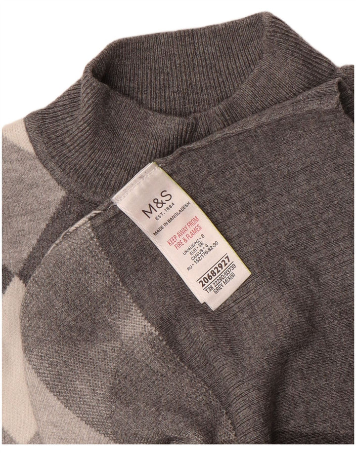 Suéter feminino Marks & Spencer com gola tartaruga Reino Unido 8 pequeno cinza