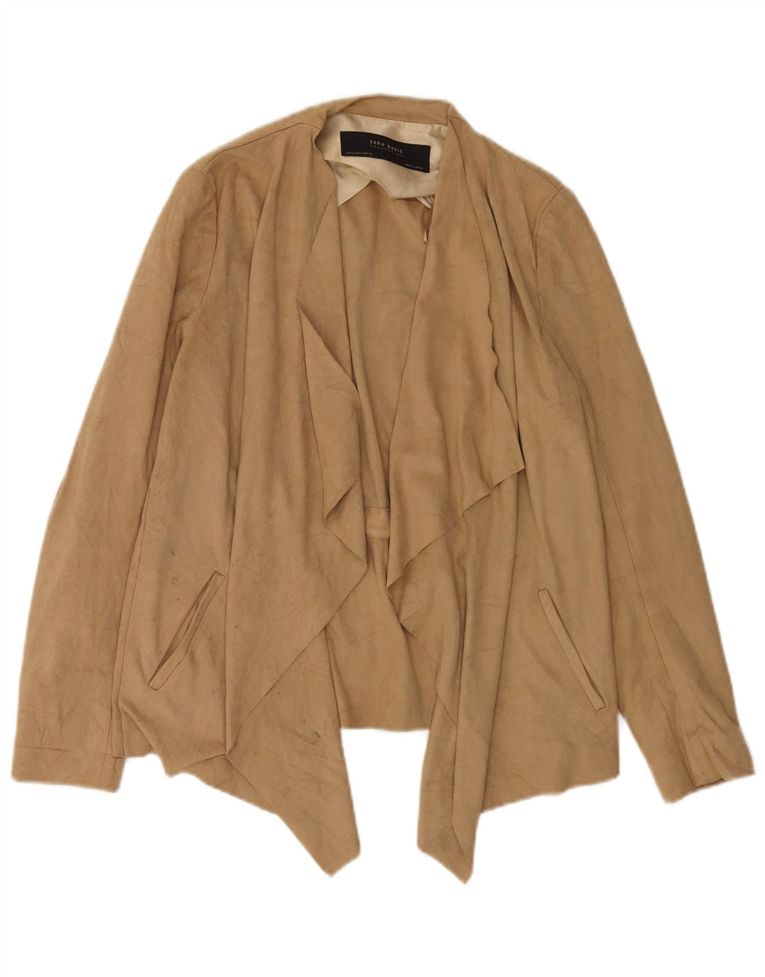 Suéter cardigã assimétrico grande Zara feminino Reino Unido 10 pequeno bege