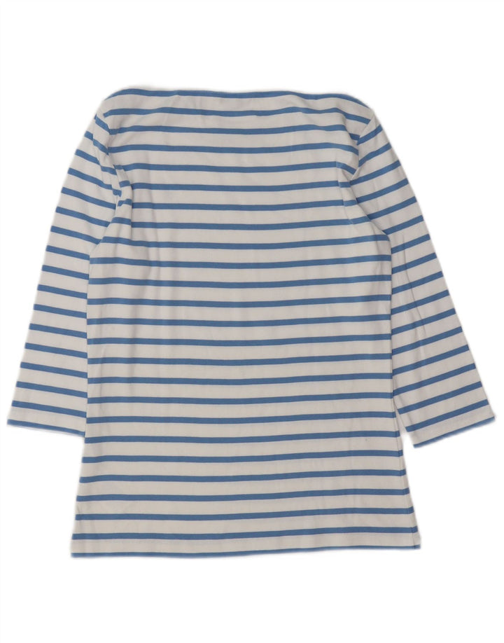 Tommy Hilfiger Top feminino manga 3/4 Reino Unido 12 algodão listrado azul médio
