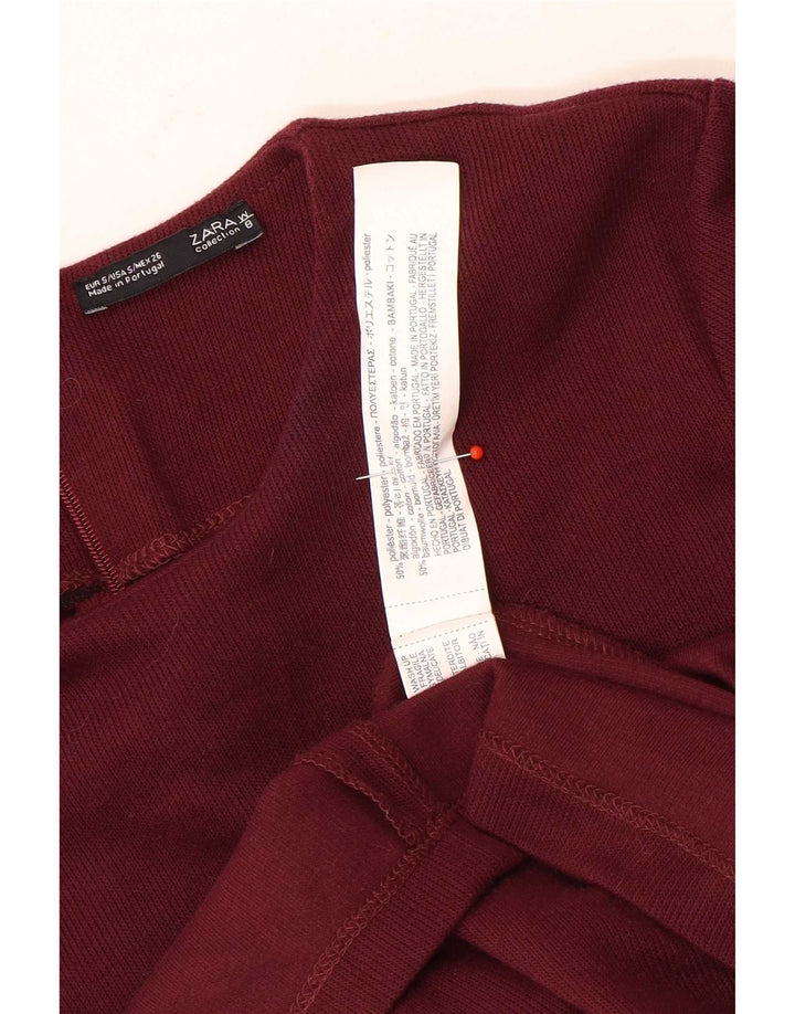 Vestido feminino Zara com bainha de manga comprida Reino Unido 8 pequeno poliéster marrom