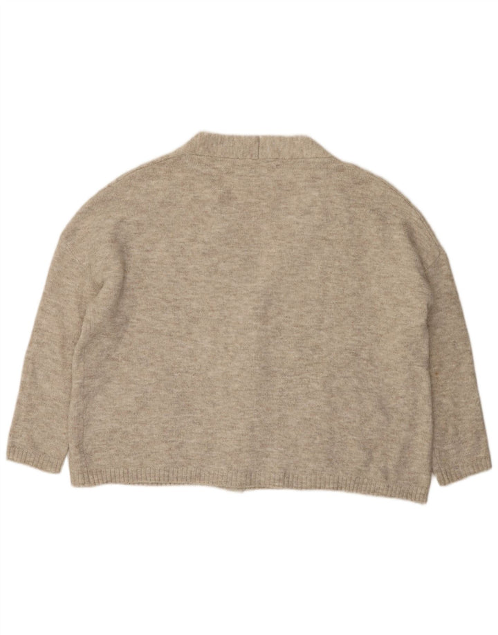 Suéter cardigã feminino grande Zara Reino Unido 10 pequeno cinza manchado