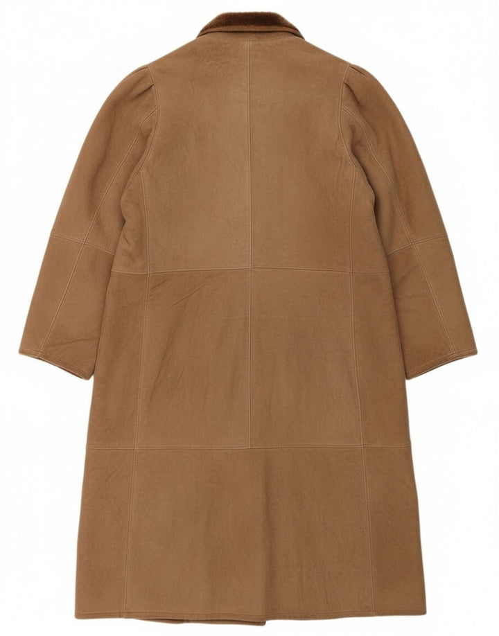 Casaco feminino vintage de shearling UK 16 grande bege