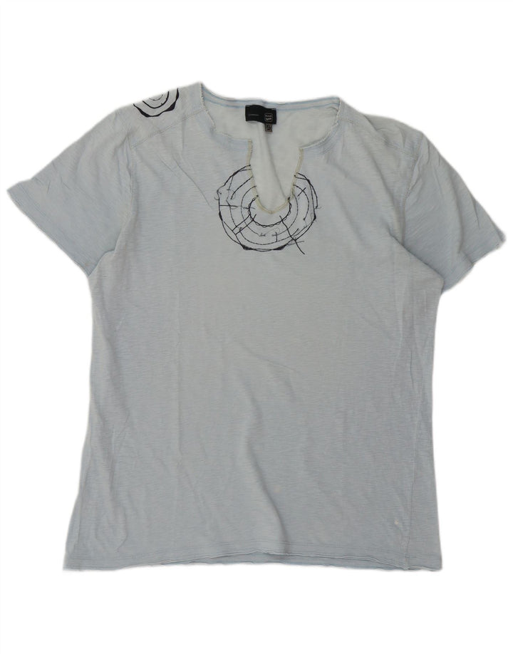 Camiseta gráfica masculina GAS XL azul manchada