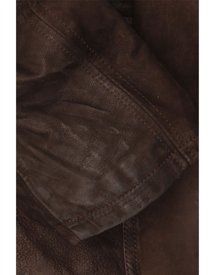 Jaqueta de couro masculina vintage IT 56 3XL couro marrom