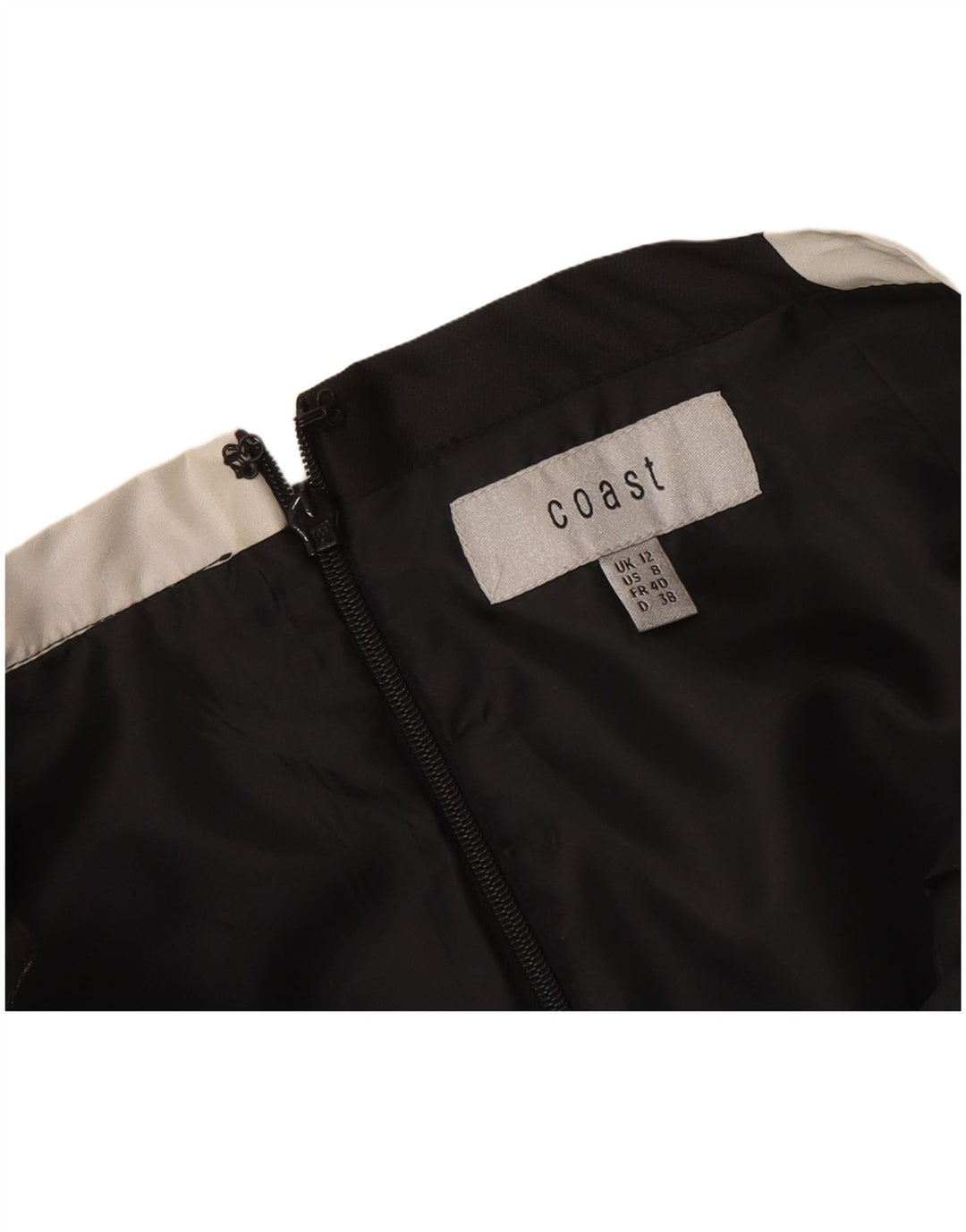 Coast Womens Saia A-Line UK 12 Médio W30 Preto Geométrico