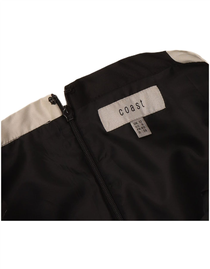 Coast Womens Saia A-Line UK 12 Médio W30 Preto Geométrico